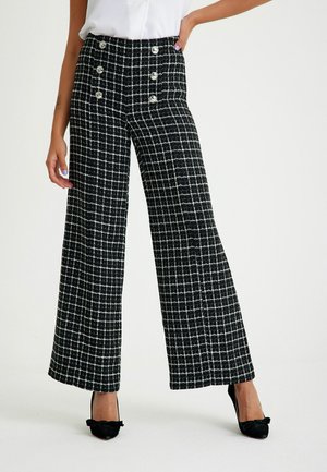 PLAID SIDE HIDDEN ZIPPERED - Broek - black