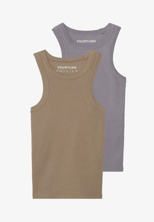 BASIC RIB MUSCLE RACER TANKS UNISEX 2 PACK - Débardeur - khaki/dark grey