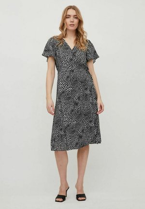 VILA VILOVIE WRAP MIDI DRESS - Denné šaty - black