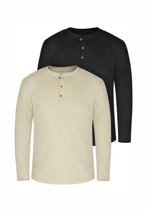 2 PACK - Langarmshirt - beige/schwarz