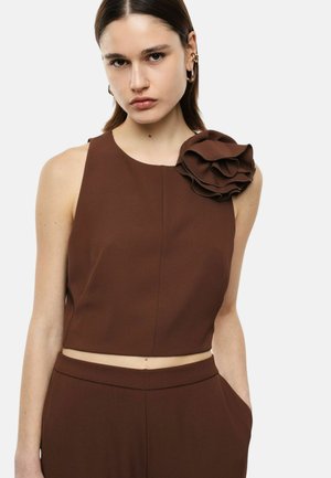 Imperial, TOP CORTO CON DETTAGLIO FIORE - Camicetta - cacao
