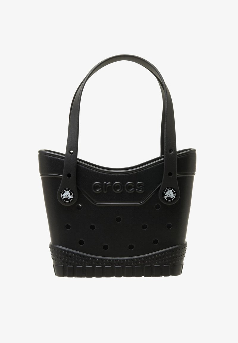 Sac en plastique noir de forme arrondie, doté de trous de ventilation, d'un détail de logo et de poignées robustes. Base texturée pour une meilleure prise.