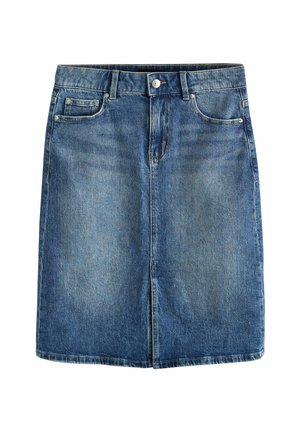 Next, KNEE LENGTH DENIM SKIRT - Denim skirt - mid blue