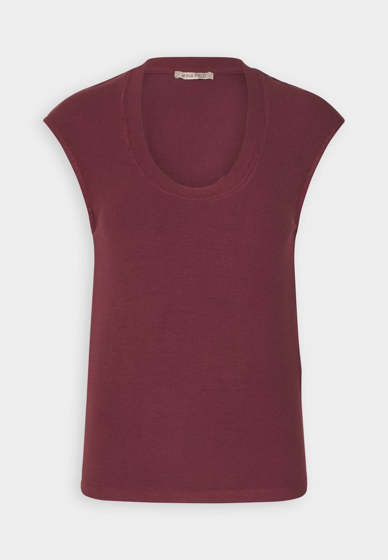Anna Field T-shirt basic donkerrood