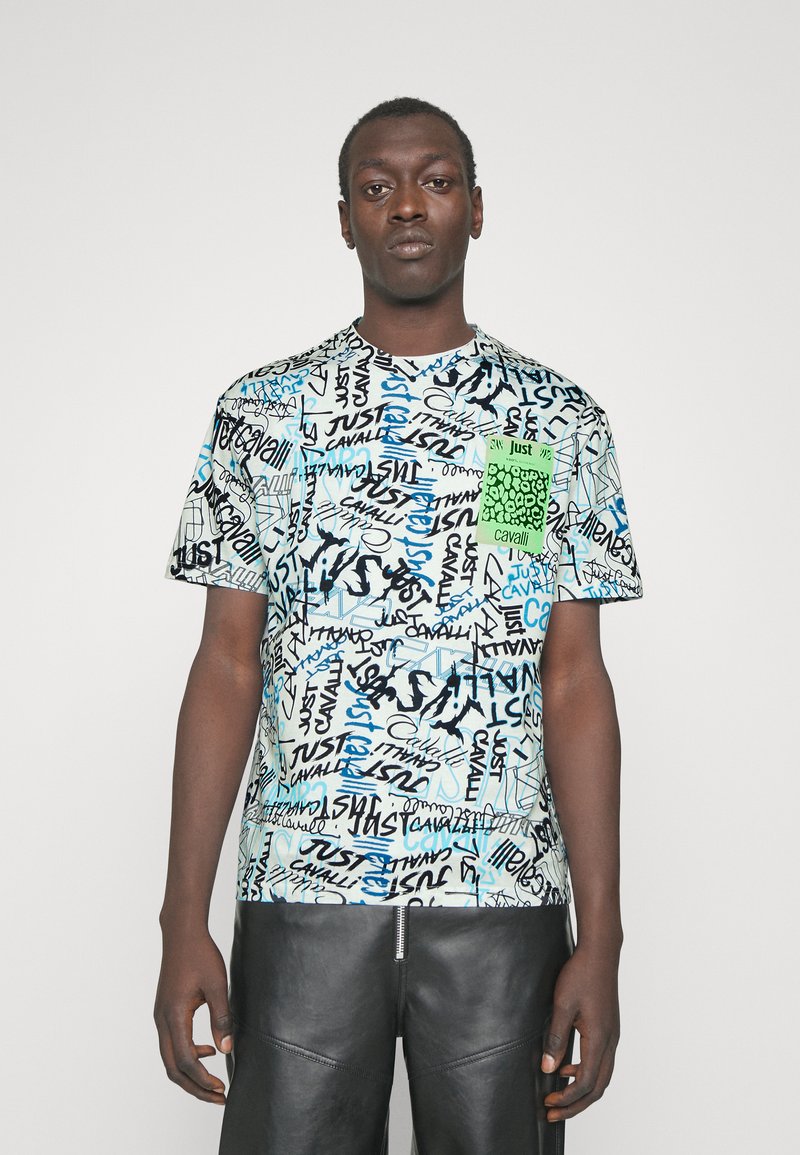 Just Cavalli T-shirt bambino con stampe multicolor panna