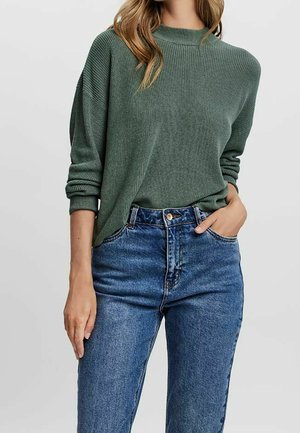 Striktrøje - mottled green