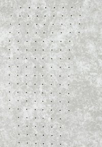 Tissu gris présentant un motif texturé et moucheté avec de petites perforations régulièrement espacées, formant une série de points.