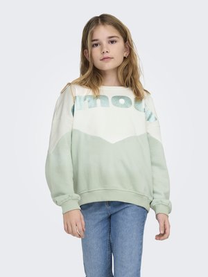 ONLY GIRLS KOGRUNA MENA LIFE O NECK - Mikina - cloud dancer/aqua foam