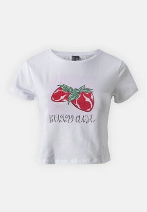 Pieces PCSELIA O NECK BABY TEE BOX - Nyomott mintás póló - bright white