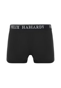 Boxer neri con un design aderente, una comoda vita elasticizzata con testo "FELIX HARDY" e tessuto liscio per il massimo comfort.