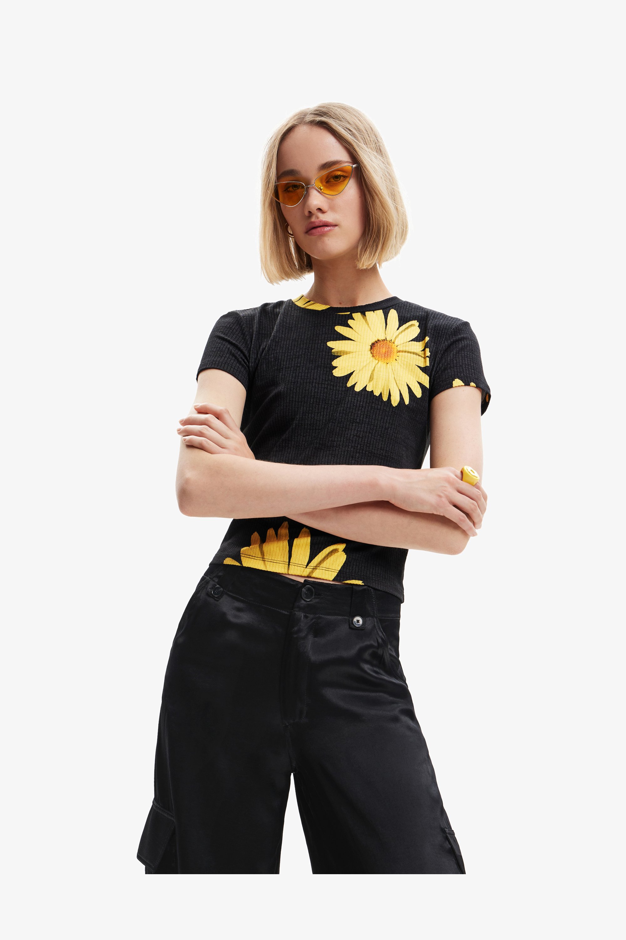 Desigual – T-shirt Donna Jungle, Manica Corta, Stampa Colorata E Vivace