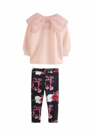 REGULAR FIT 2 PIECE SEQUIN BOW COLLAR  SET - Legíny – nohavice - pink