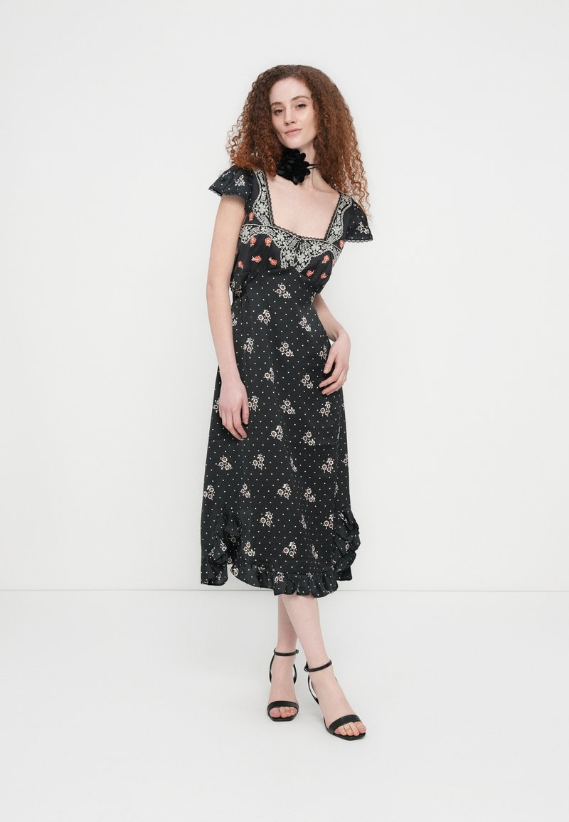 ruffle flare dress Artist Garden Pale Cobalt Sleeveless Flared Midi Dress main image 1