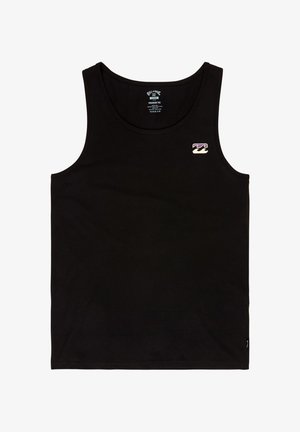 Canotta nera senza maniche con piccolo logo rettangolare con onde stilizzate sulla parte superiore sinistra del petto.