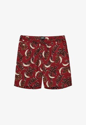 Men Plus, VISCOSE BERMUDA SHORTS, ALL-OVER PRINT, ELASTICATED WAISTBAND, UP TO 8 XL - Træningsbukser - burgundy red