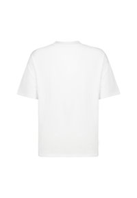 Weißes T-Shirt mit kurzen Ärmeln und lockerer Passform. Aus weicher Baumwolle gefertigt, hat es einen klassischen Rundhalsausschnitt und eine glatte Textur ohne Grafiken.