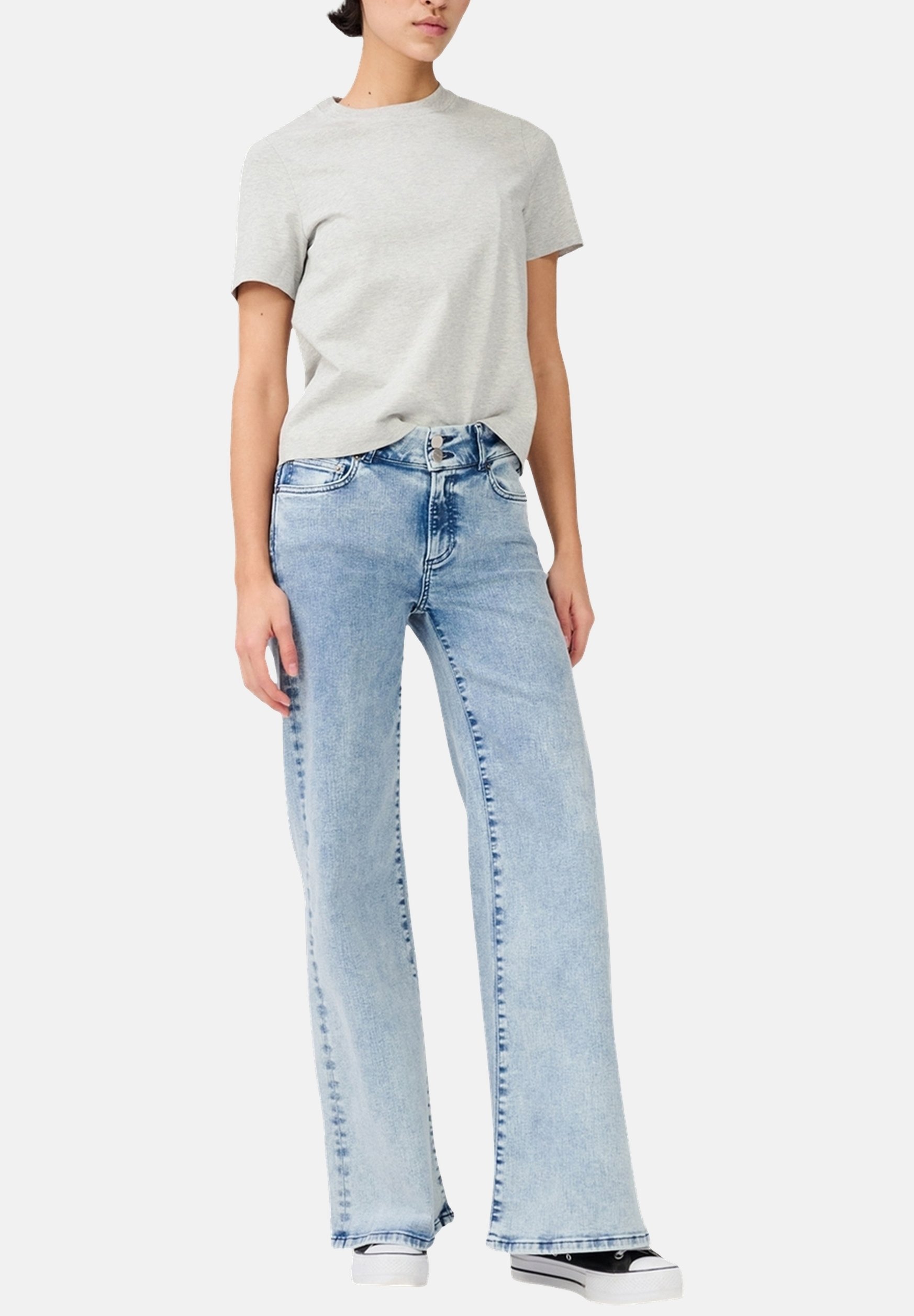 ITEM m6 WIDE LEGGED PANTS HIGH RISE DENIM - Flared Jeans - stone 