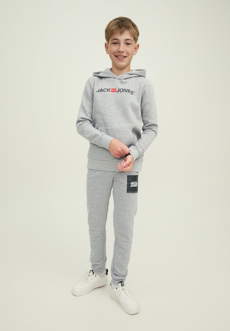 Jack & Jones Junior JJECORP OLD LOGO - Felpa con cappuccio - light grey melange
