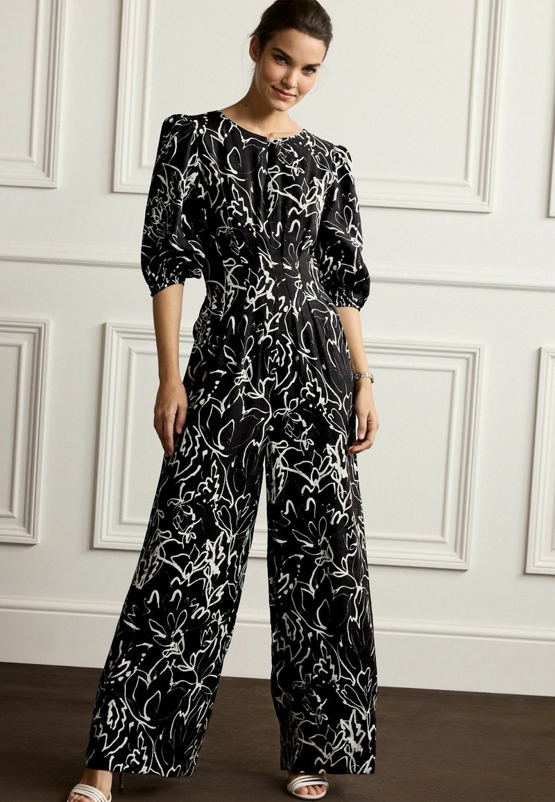 Next ABSTRACT PRINT JUMPSUIT Jumpsuit black ecru cream/schwarz