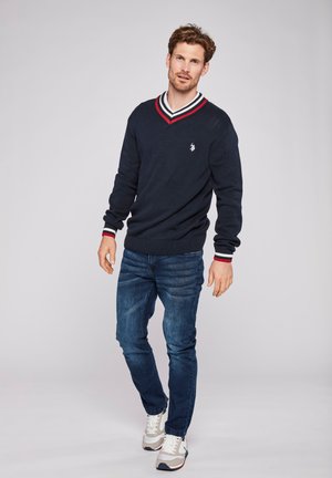 U.S. Polo Assn. EDMOND V NECK - Strickpullover - dark sapphire