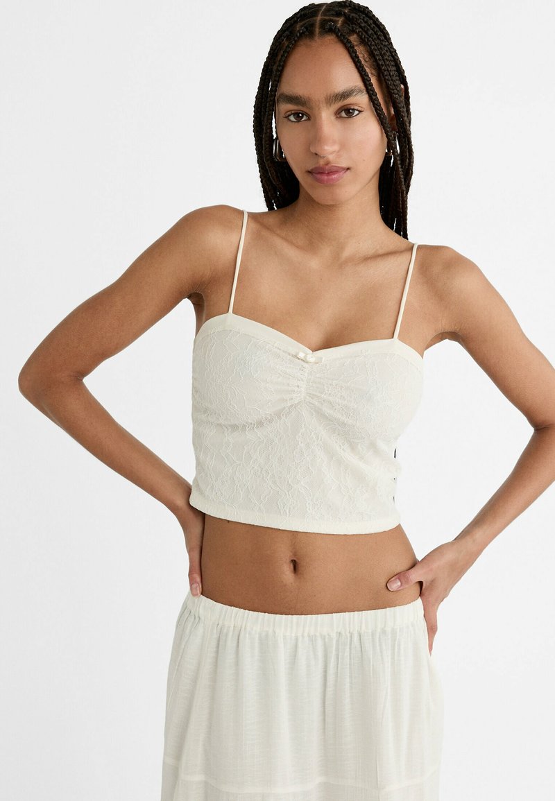 Stradivarius STRAPPY FLORAL  - Camicetta - white