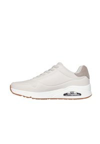 Sneaker sportivo grigio chiaro con dettagli perforati, chiusura con lacci, suola imbottita con cuscinetto d'aria visibile e suola in gomma naturale.