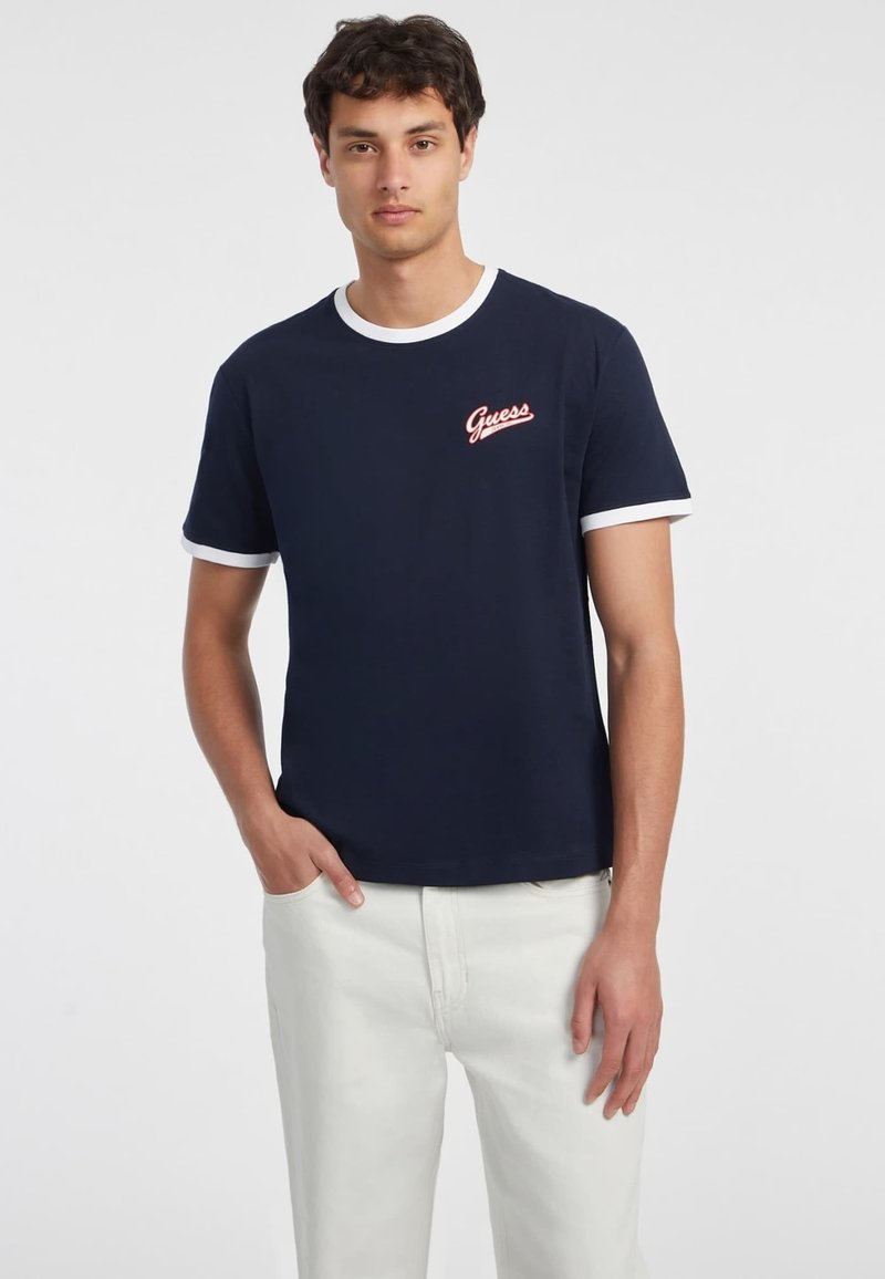 Guess Jeans SCRIPT - T-shirt basic - dunkelblau