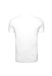Valkoinen lyhythihainen T-paita, joka on valmistettu puuvillasta. Siinä on pyöreä pääntie ja sileä rakenne. Ei näkyviä kuviota tai printtejä.