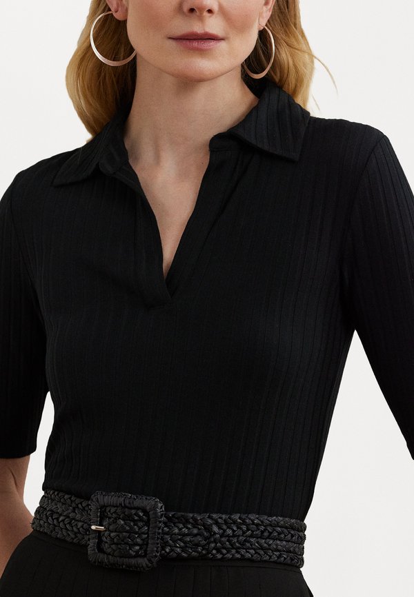 RIB KNIT ELBOW SLEEVE POLO TEE - Print T-shirt3