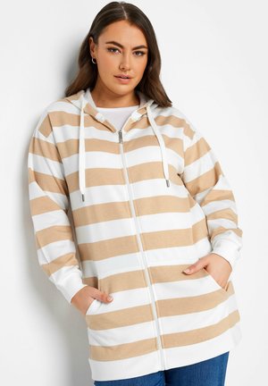Yours Clothing STRIPE THROUGH HOODIE - Sudadera con cremallera - brown