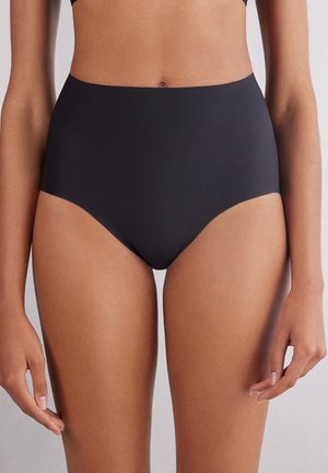 Hoge taille zwarte onderbroek van glad, rekbaar materiaal. Beschikt over een strakke uitstraling, naadloze randen en een comfortabele pasvorm.