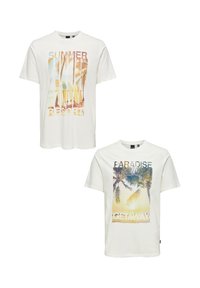 Only & Sons 2 PACK RUNDHALS KURZARM - T-Shirt print - braun grün