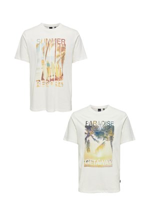 2 PACK RUNDHALS KURZARM - T-Shirt print - braun grün