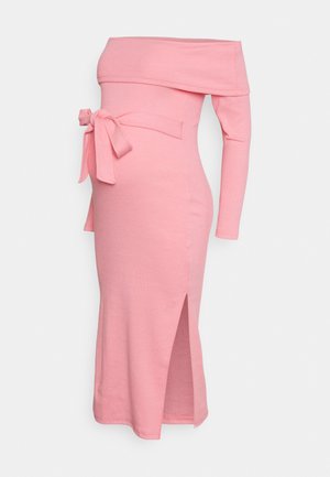 MATERNITY BARDOT BELT MIDI DRESS - Jersey dress - pink