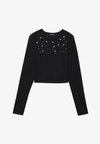 LONG SLEEVED TOP WITH PEARLS - Hosszú ujjú felső - black
