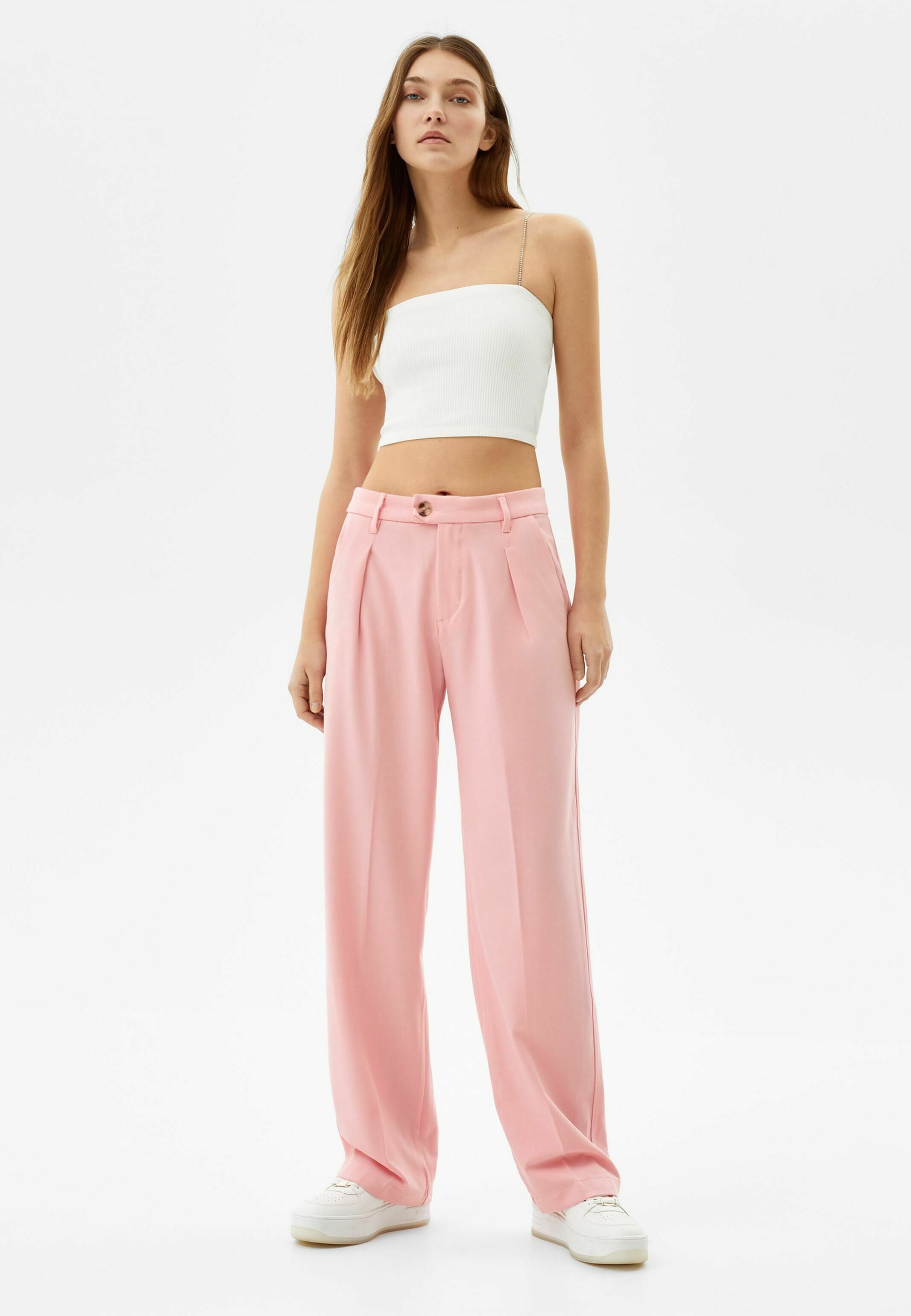 Bershka STRAIGHT FIT - Pantaloni - pink/fuxia - Zalando.it
