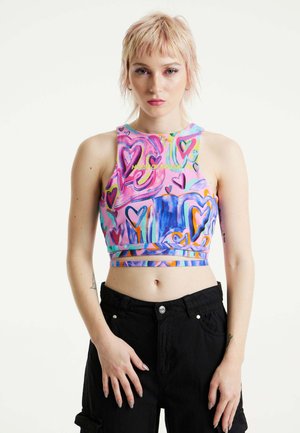 House of Holland HEART PRINTED TOP WITH OPEN BACK - Top - multi-coloured