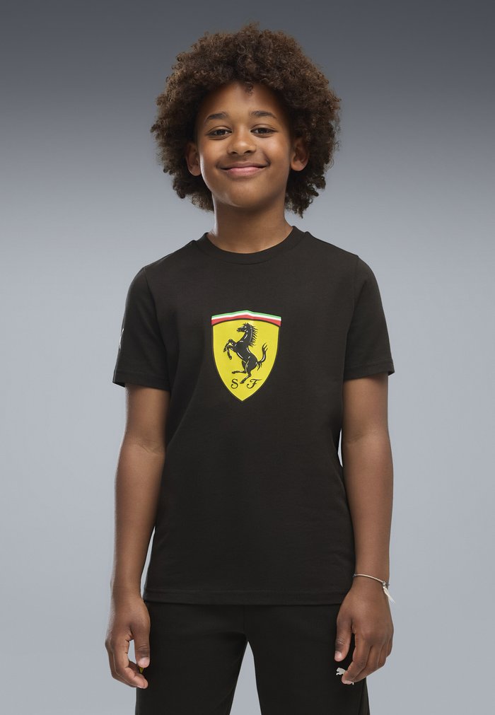 PUMA SCUDERIA FERRARI COLOURED SHIELD T-SHIRT UNISEX - Print T-shirt - black