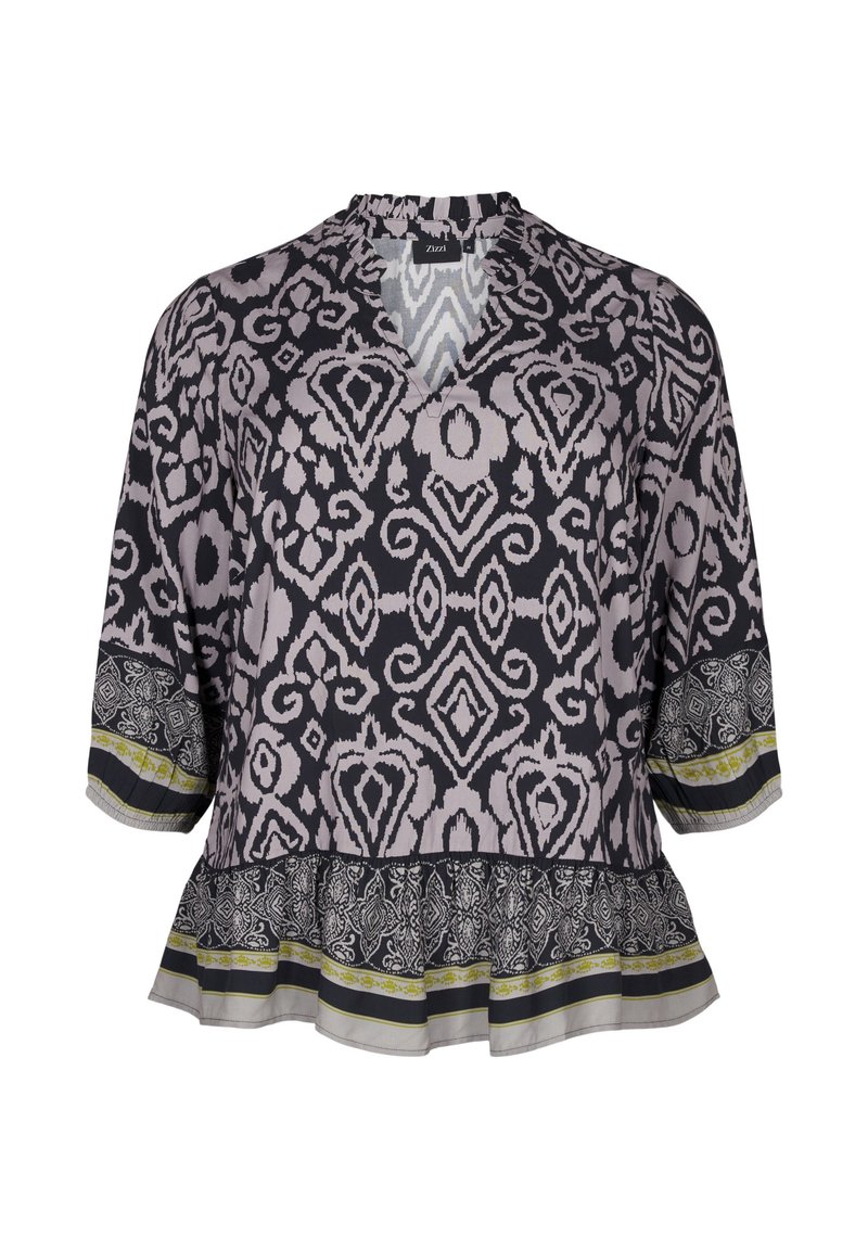 Zizzi MIT PRINT UND 3/4-ÄRMELN - Bluza - black aop