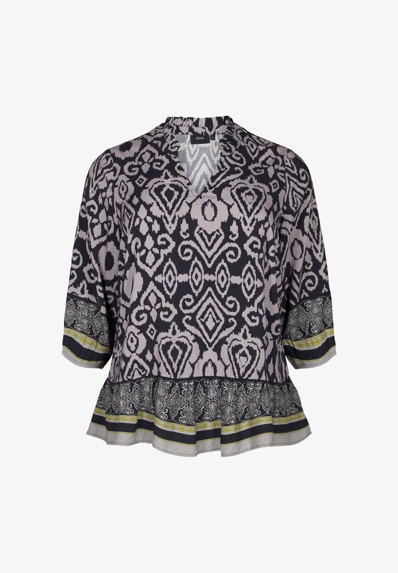 Zizzi MIT PRINT UND 3/4-ÄRMELN - Bluse - black aop