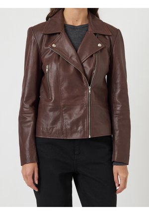 YAS, Veste en cuir - brown