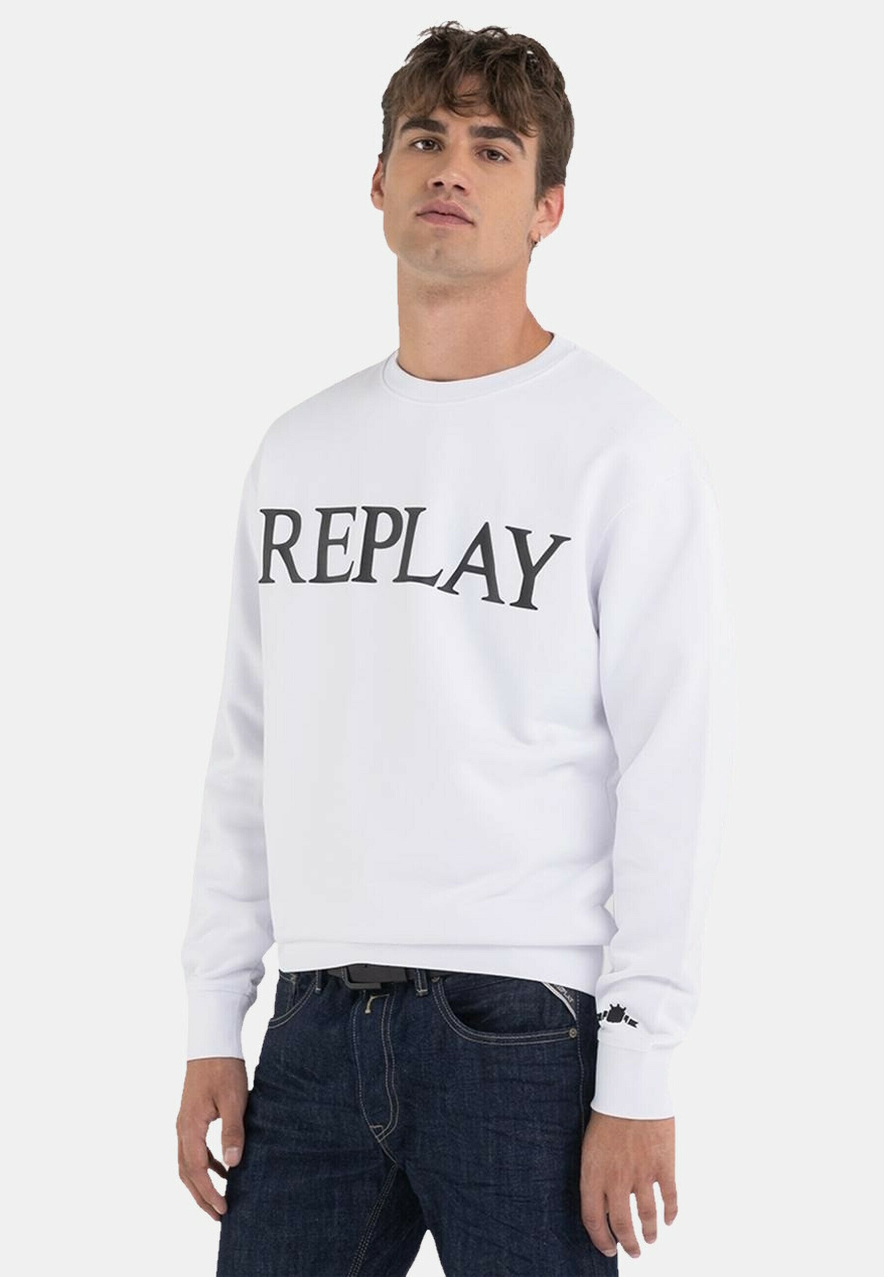 Replay REGULAR-FIT - MIT RUNDHALSAUSSCHNIT UND - Sweatshirt - weiß 