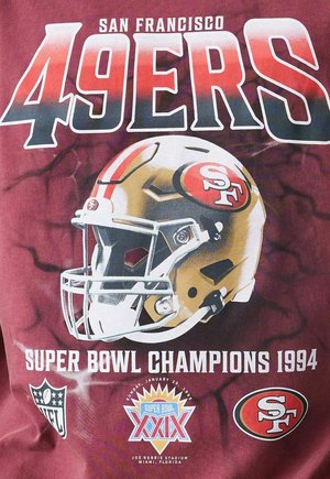 Bordeauxrotes T-Shirt mit "San Francisco 49ers", einem Footballhelm, "Super Bowl Champions 1994" und NFL-Logo in auffälligen Grafiken.