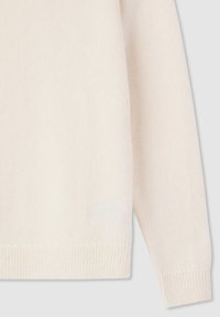 Sweter dzianinowy w kolorze ecru, z textured wzorem, ściągaczami przy mankietach i u dołu oraz luźnym krojem. Miękki, lekki materiał.