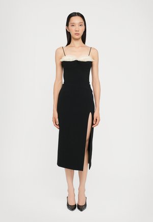RUFFLE FEATHER BALCONETTE BRA OPEN LEG MIDI DRESS - Ballkleid - black/off white
