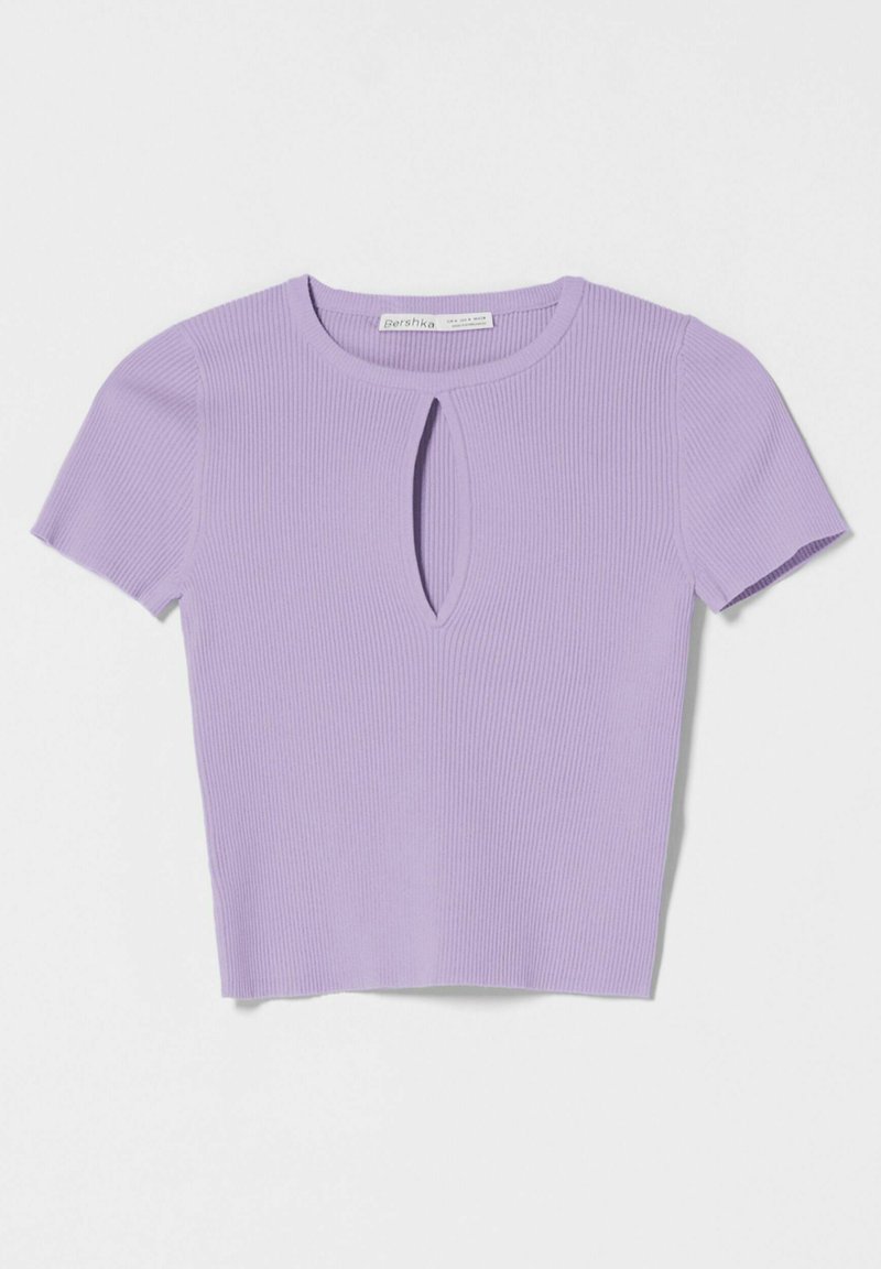 Damen Kleider | Bershka SHORT-SLEEVED WITH A TEARDROP NECKLINE T-Shirt basic mauve - OH13617 Damen Kleider | Bershka SHORT-SLEEVED WITH A TEARDROP NECKLINE T-Shirt basic mauve - OH13617