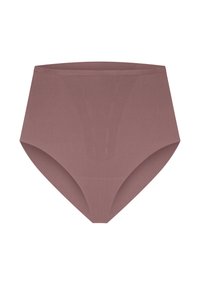 Naadloos, hoog uitgesneden ondergoed in mauve met een gladde textuur en een subtiel V-vormig ontwerp aan de voorkant.