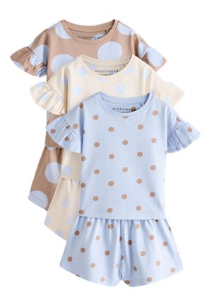 Next, REGULAR FIT - POLKA DOTS SHORT PYJAMAS 3 PACK - Pyžamová súprava - blue brown