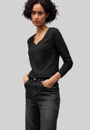 MIT HERZAUSSCHNITT - Langarmshirt - schwarz