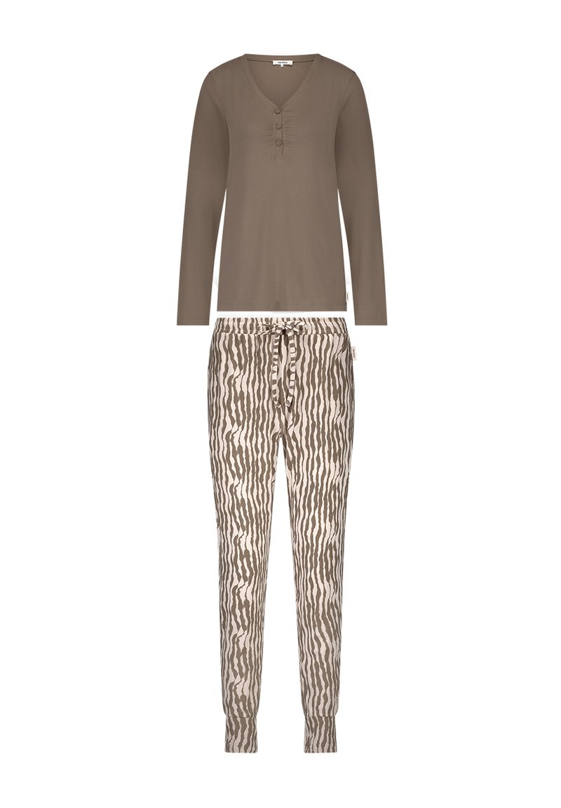 ten Cate LONG SLEEVE SET - Pyjama - faded lines/bruin - Zalando.nl